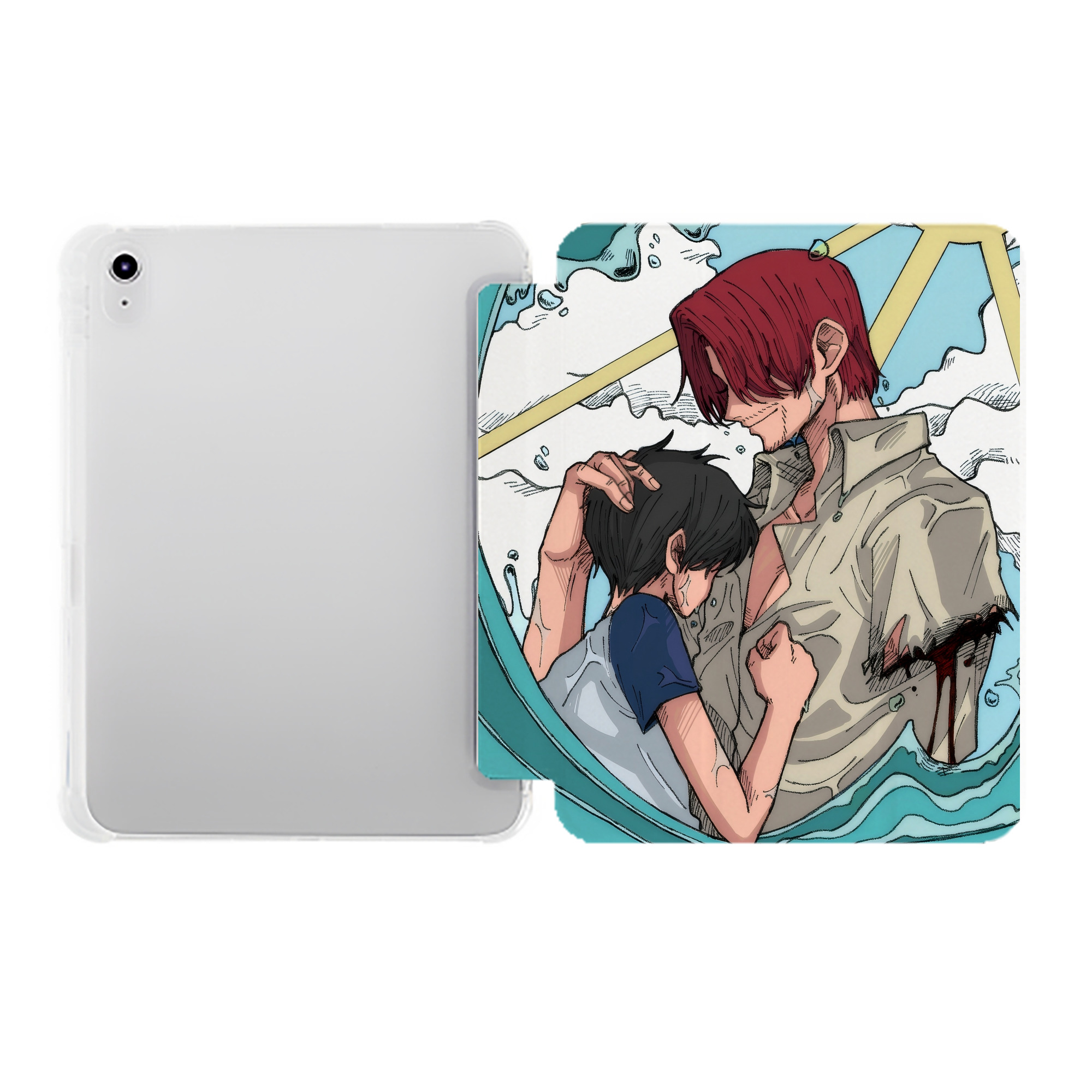 （画像用） ワンピース ONE PIECE IPad ケース ペン収納付き 三つ折りスタンド PUレザー×シリコン 対応機種9.5/10.5/10.9インチ